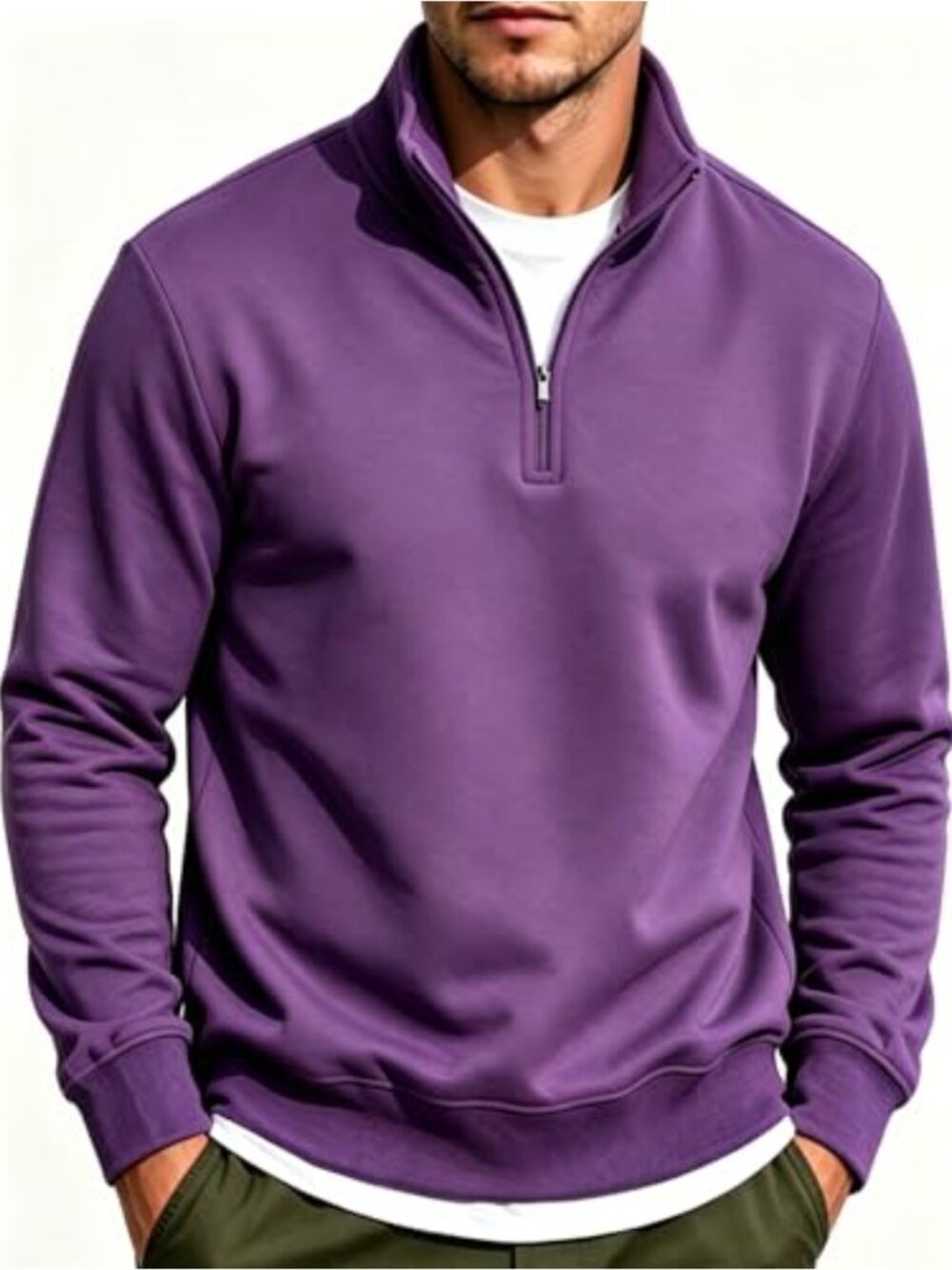 Men's Quarter Zip Pullover Sweatshirt Fleece Lined Mock Neck Slim Fit Golf